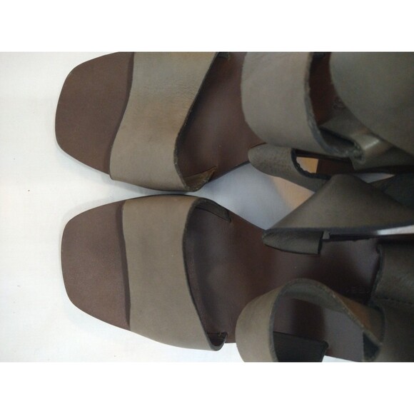 Boemos Italy Block Heel Sandals EU 39 Dark Gray All Leather Strappy Square Toe - Picture 11 of 12